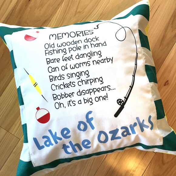 Lake House Pillow Cover, 18x18: Lake of Ozarks Boating Fishing Cabin Decor - Picture 7 of 8
